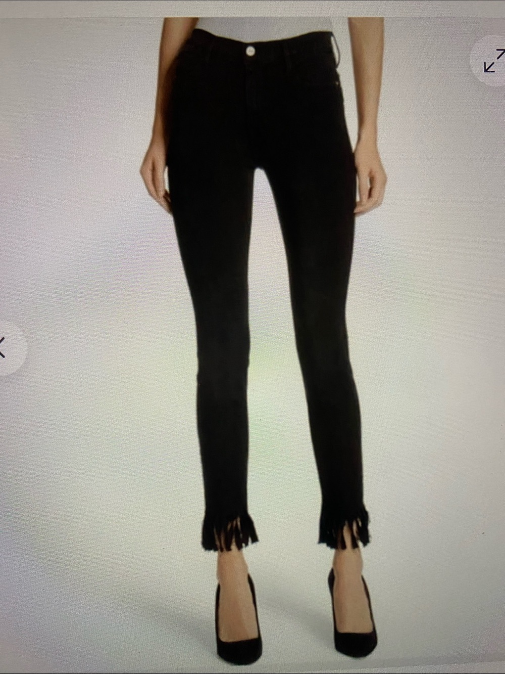 Frame Black Stretch Le High Skinny Fringe Bottom Jeans